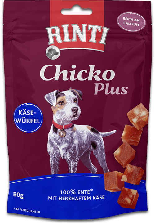 Rinti Chicko Plus Käsewürfel mit Ente 80g