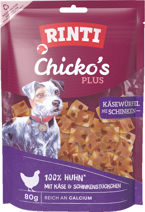Rinti Chicko Plus Käse-Schinken-Würfel 80g