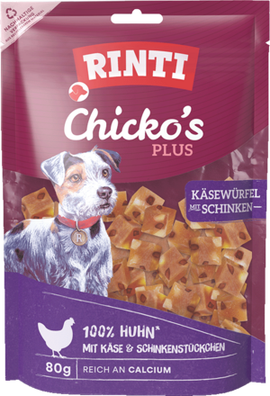 Rinti Chicko Plus Käse-Schinken-Würfel 80g